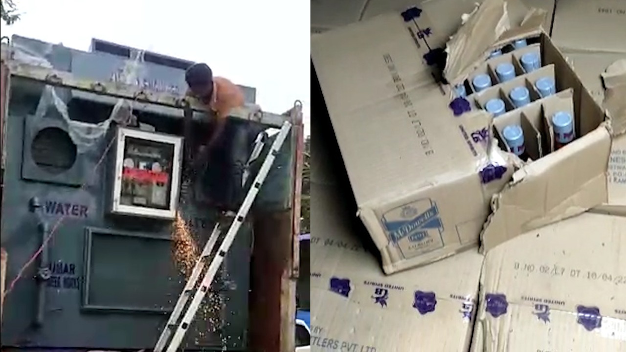 बिहार में शराब माफ़ियाओं का अनोखा अंदाज, ट्रक में वॉटर फ़िल्टर मशीन फिट कर लाई जा रही थी विदेशी शराब