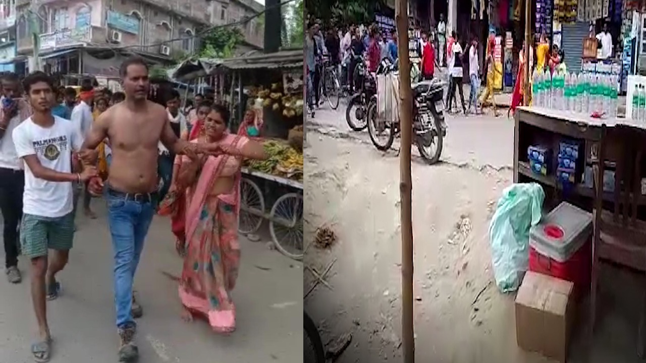 तस्वीर में नंगे बदन दिख रहा व्यक्ति एक शिक्षक है, वीडियो में देखिये और खबर में जानिये यह हाल क्यों हुआ