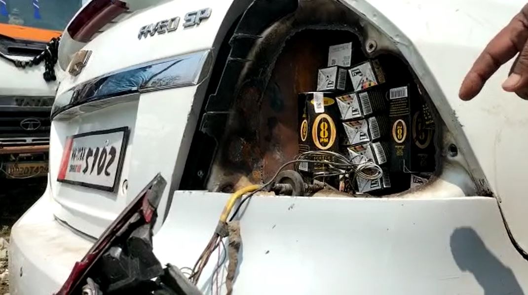 छपरा: कार की बैकलाइट के पीछे बनाए गए तहखाने में छुपाकर की जा रही थी शराब तस्करी