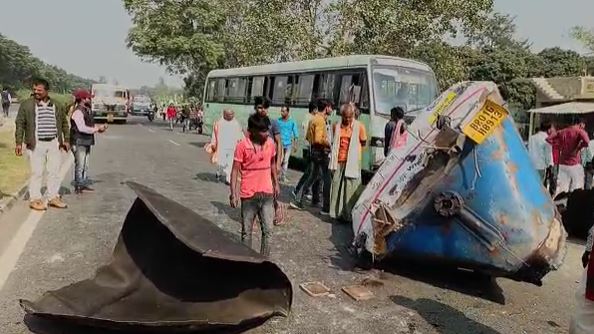 वैशाली में पेट्रोल टैंकर फटने से तीन लोगों की दर्दनाक मौत, कई घायल 