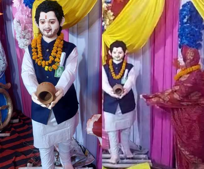 बिहार में भगवान सूर्य की प्रतिमा के साथ लगी तेजस्वी यादव की मूर्ति, राजनीतिक गलियारों में बवाल