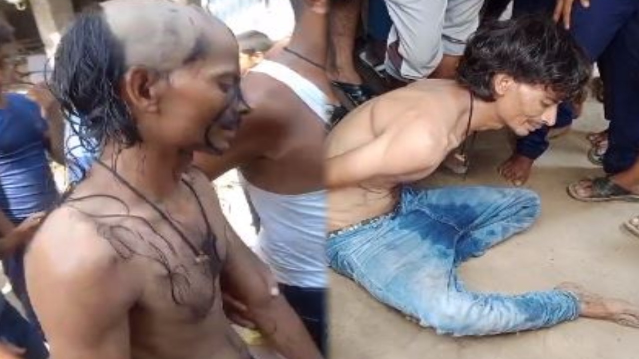 लड़कियों से अश्लील हरकत करते पकड़ाया युवक, लोगों ने बाल मुड़वाकर खूंटे से बांधकर की पिटाई