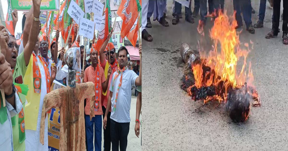 जाति आधारित जनगणना के प्रकाशन की मांग को लेकर नीतीश कुमार का पुतला दहन,जमकर किया प्रदर्शन 