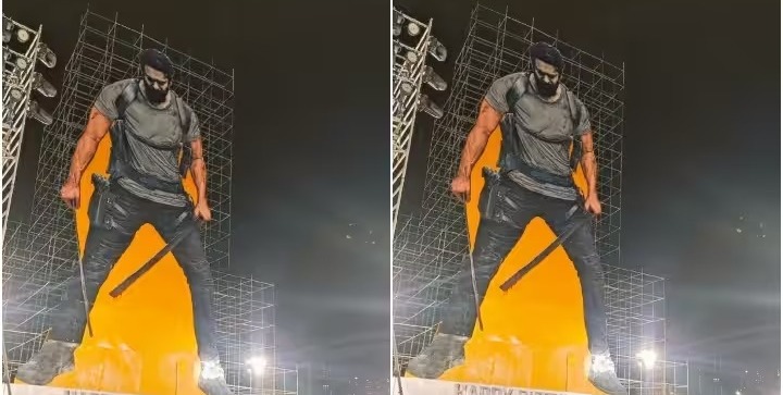 साउथ सुपर स्टार प्रभास के फैंस की कुछ ऐसी दीवानगी, 230 फीट ऊंचा लगाया कटआउट, सड़क पर फोड़े नारियल 