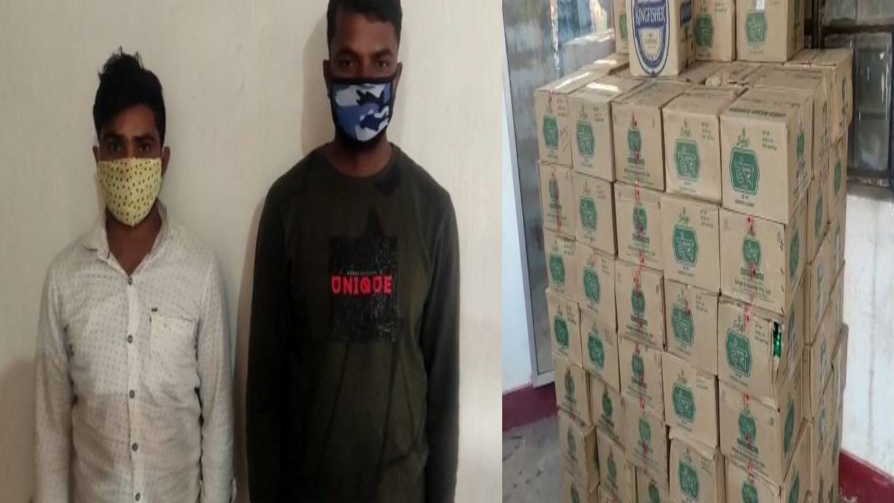 पुलिस ने 110 पेटी शराब सहित  पिकअप को  किया जब्त ,दो गिरफ्तार