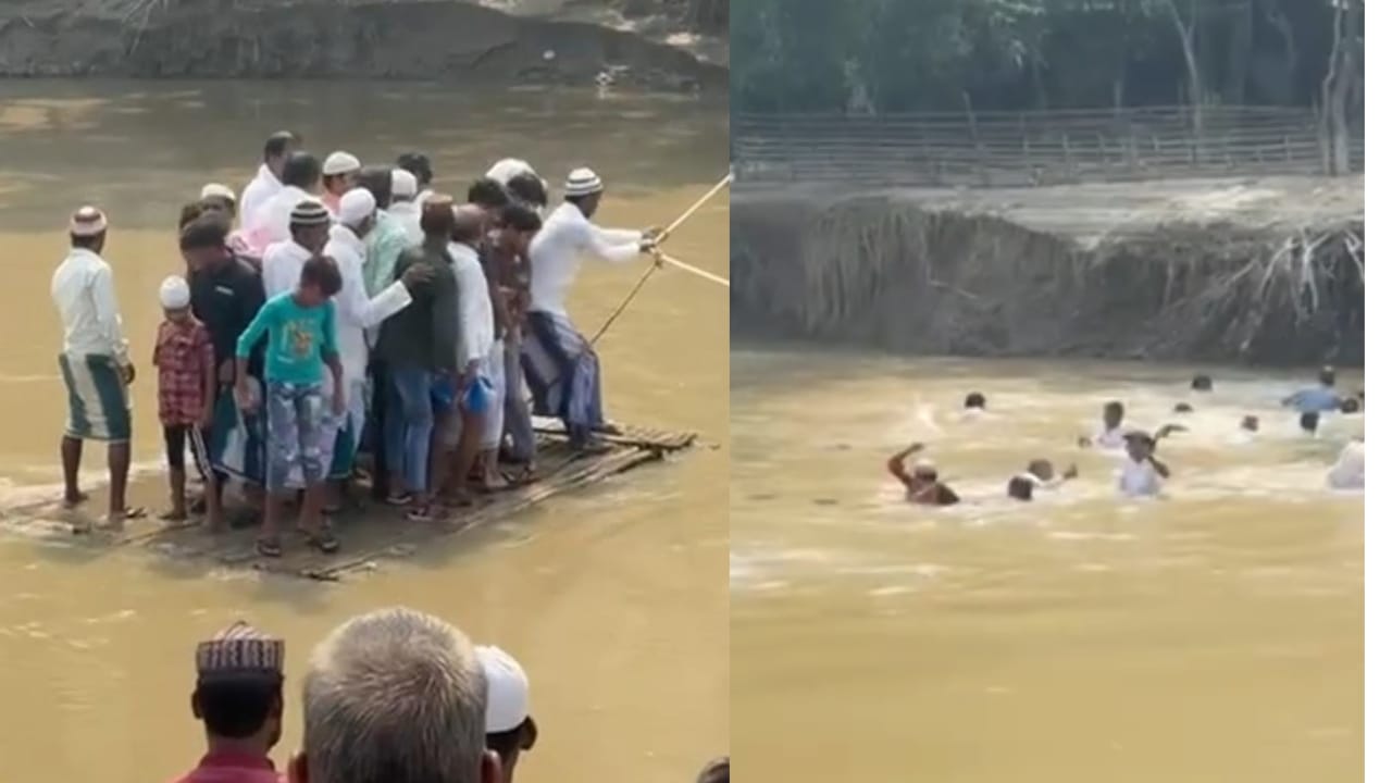 पूर्णिया में लोगों से भरी थर्माकोल की नाव बीच नदी में पलटी, मौके पर मची अफरा-तफरी 