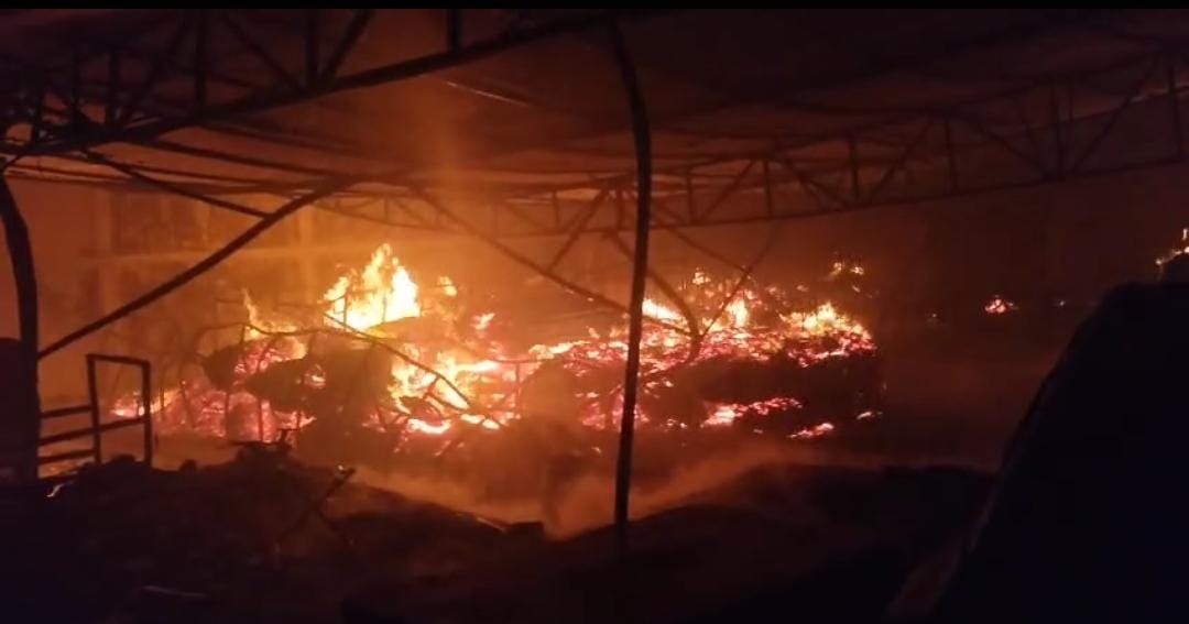 गिरिडीह में प्लायवूड गोदाम में लगी भीषण आग, लगभग दो करोड़ का हुआ नुकसान
