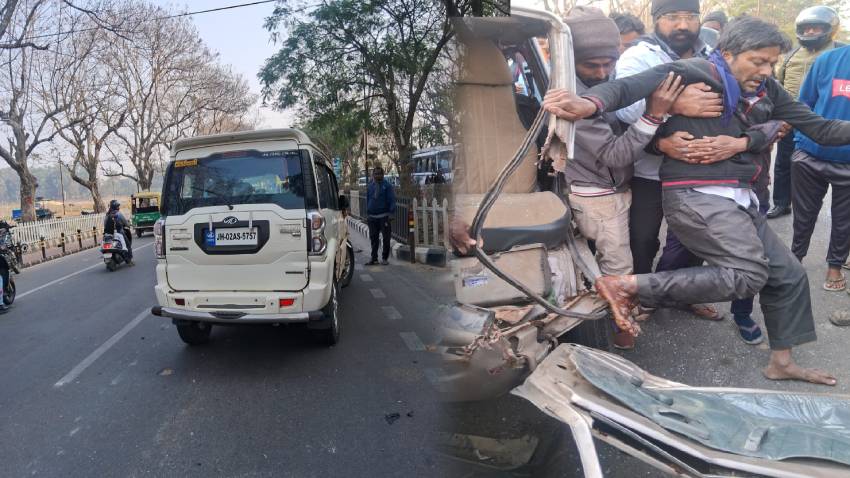 स्कूल वैन और स्कॉर्पियो टक्कर ! घायल ड्राइवर की हुई मौत,IPS की बताई जा रही गाड़ी