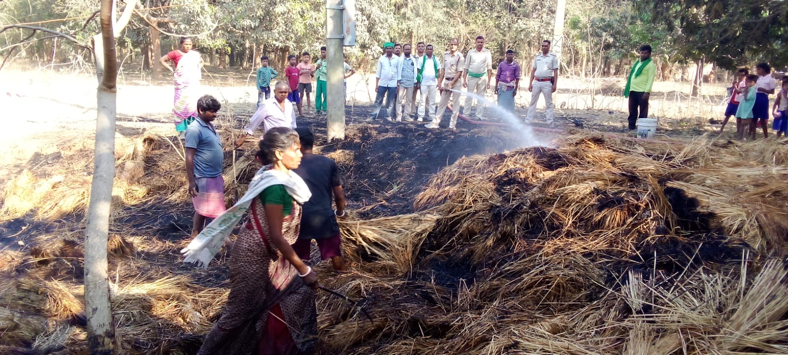 साहिबगंज के मोहनपुर पंचायत में पुआल के ढेर में लगी आग, हजारों का नुकसान