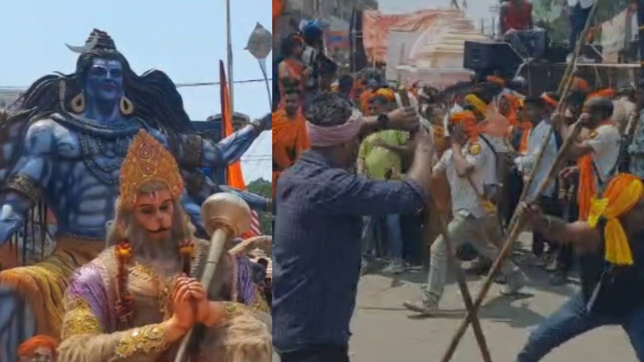 हजारीबाग में रामनवमी के बाद भी सड़कों पर निकल रही झांकियां, अखाड़ाधारी दिखा रहे करतब  