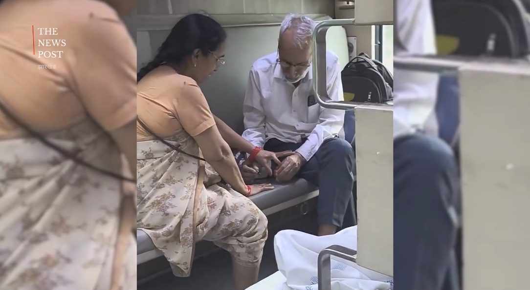 जब चलती ट्रेन में शख्स ने अपनी वाइफ को लगाई नेलपेंट, क्यूट मोमेंट ने जीत लिया सबका दिल, देखें वायरल वीडियो