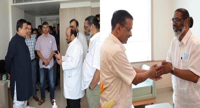गुरुजी से मिलने अस्पताल पहुंचे नितिन गणकरी और अरविंद केजरीवाल, हेमंत सोरेन से जाना हाल