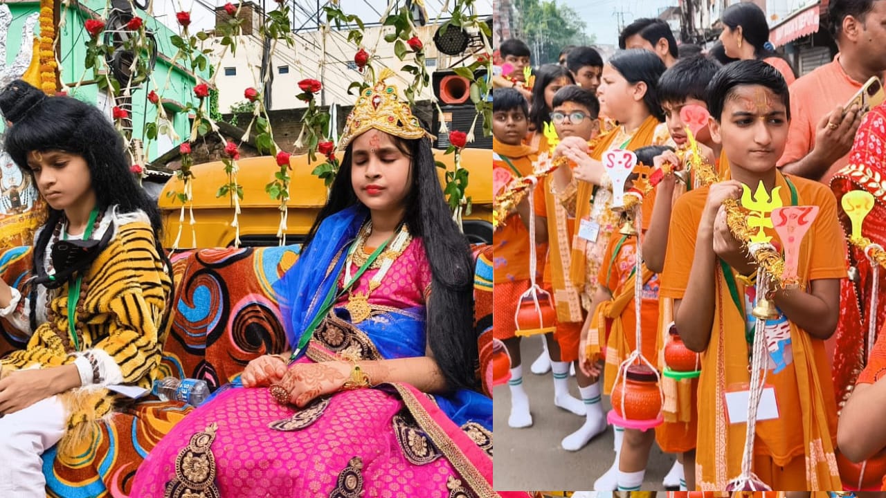 दुमका: सड़कों पर दिखा भक्ति का अनोखा रूप, नन्हें शिव भक्तों की भक्ति ने बांधा शमां