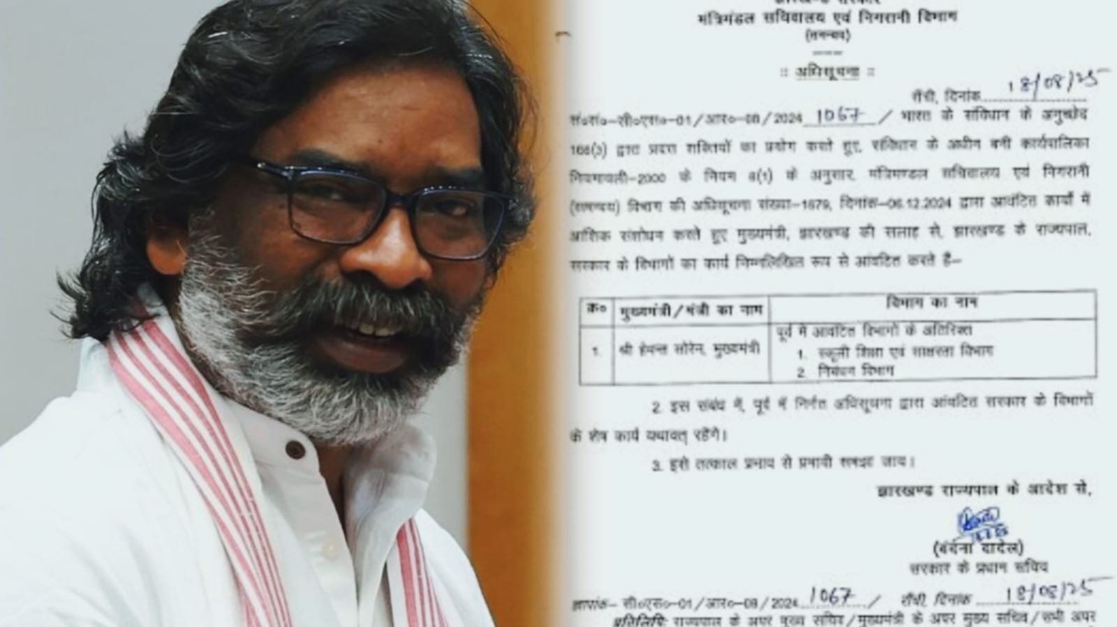 BREAKING: सीएम हेमंत को मिला स्कूली शिक्षा एवं साक्षरता विभाग, अधिसूचना जारी