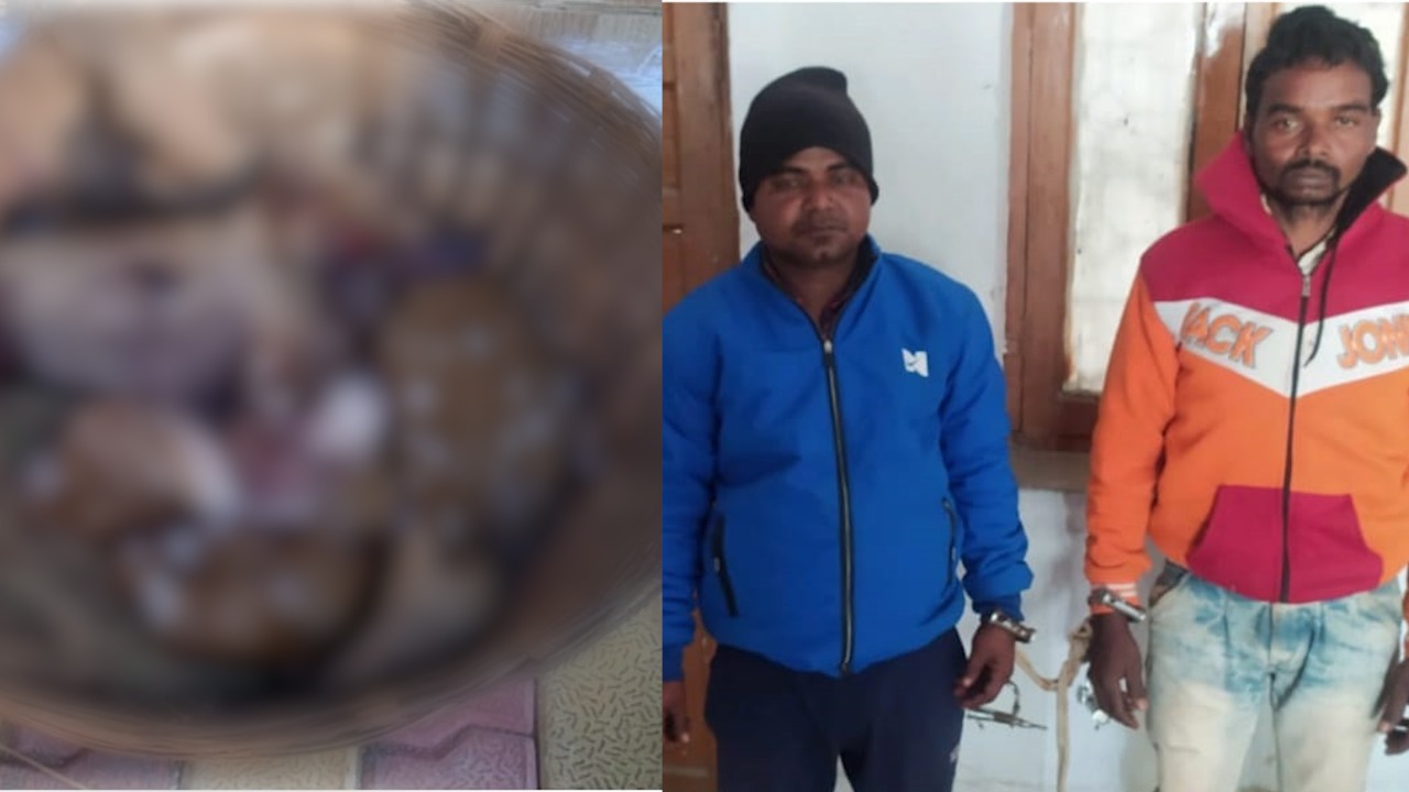 पुलिस और वन विभाग ने छापा मार कर हिरण के मांस के साथ दो लोगों को किया गिरफ्तार