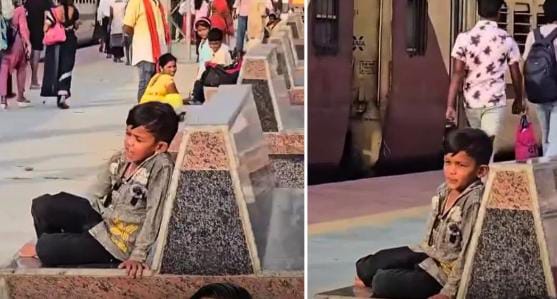 रेलवे प्लेटफार्म पर बैठकर मासूम बच्चे ने गाया पवन सिंह का ऐसा छठ गीत की भावुक हो गए लोग, आप भी देखें-VIDEO