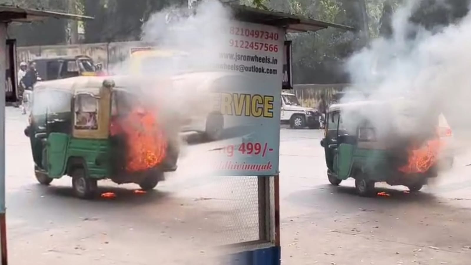 टाटानगर स्टेशन के बाहर CNG ऑटो में दो धमाके, चिंगारी से उठी आग ने बढ़ाई दहशत