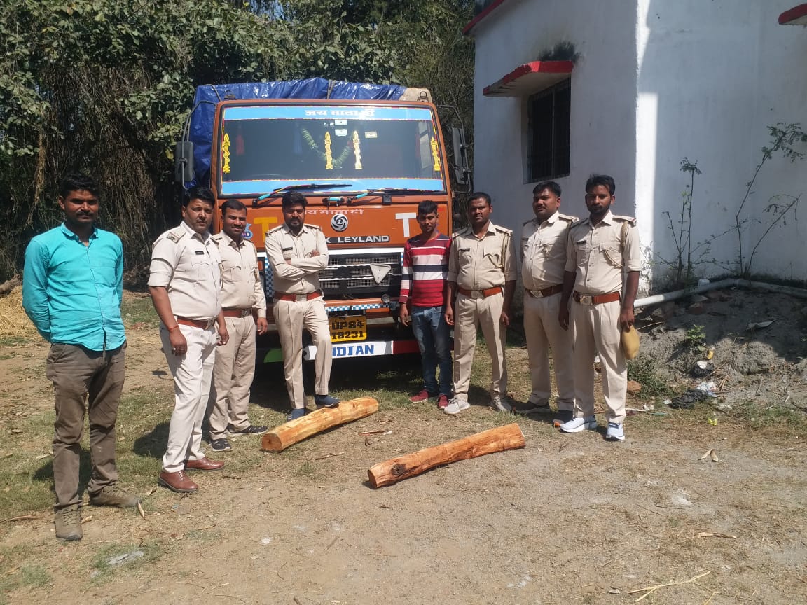 करीब पांच लाख रुपए कीमत की अवैध लकड़ी से भरा ट्रक जब्त