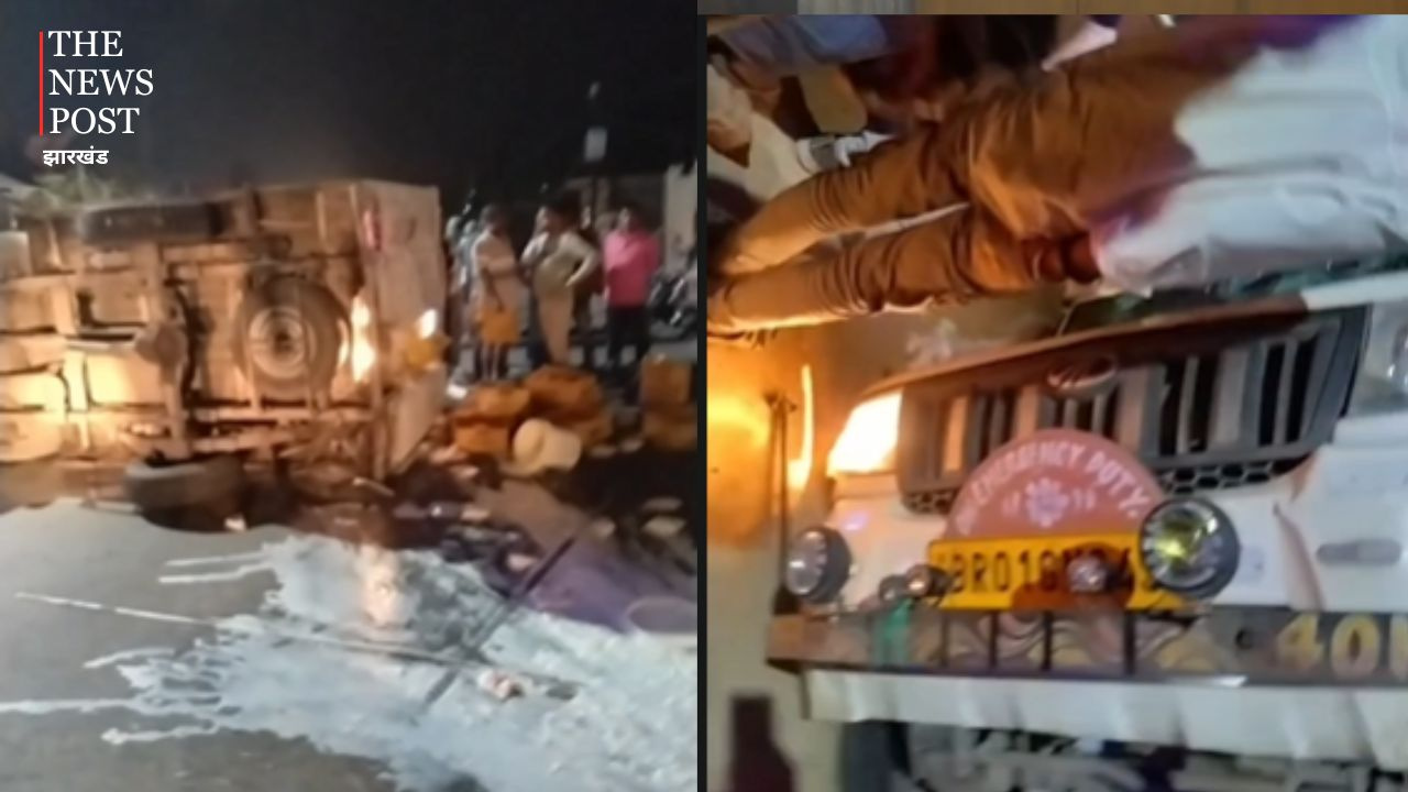 भागलपुर में ट्रक की टक्कर से दूध भरा कंटेनर पलटा, चालक की मौत