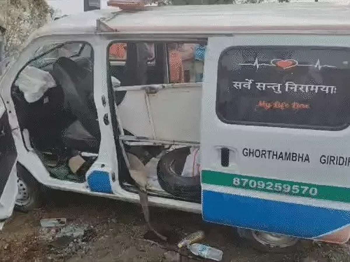 हाइवा से बचने के प्रयास में पेड़ से टकराई एंबुलेंस, डेढ़ साल की मासूम के लिए बनी काल