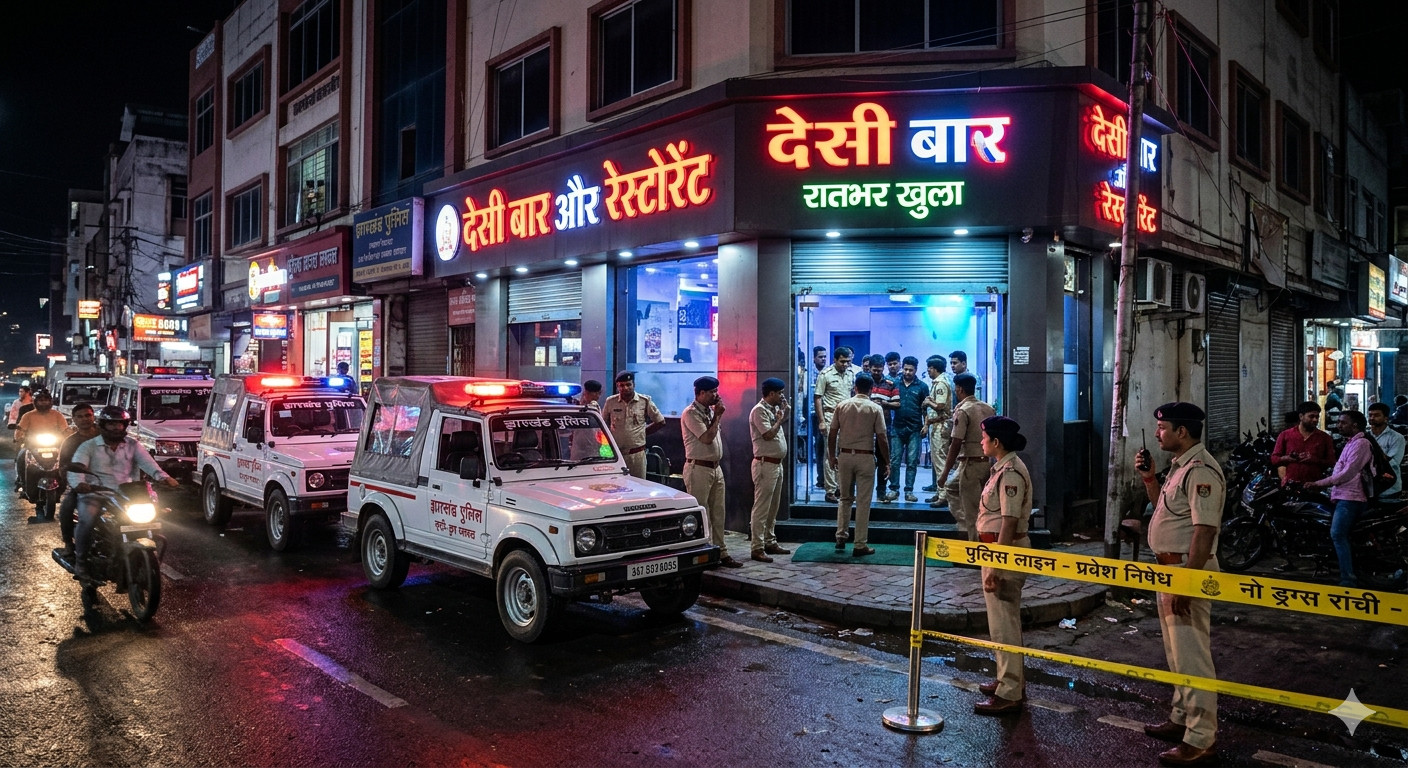 रांची में नशे के खिलाफ पुलिस का बड़ा अभियान. रातभर बार और रेस्टोरेंट्स में छापेमारी के बाद इन अड्डों पर पुलिस की नजर