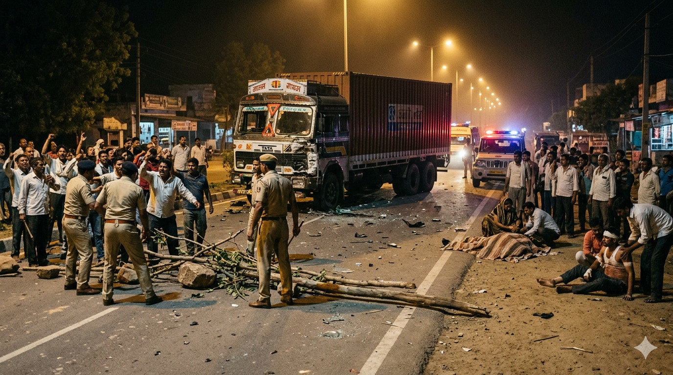 जमशेदपुर में अनियंत्रित हुई ट्रेलर, बाइक सवार को 100 मीटर तक घसीटा,मौत के बाद सड़क जाम