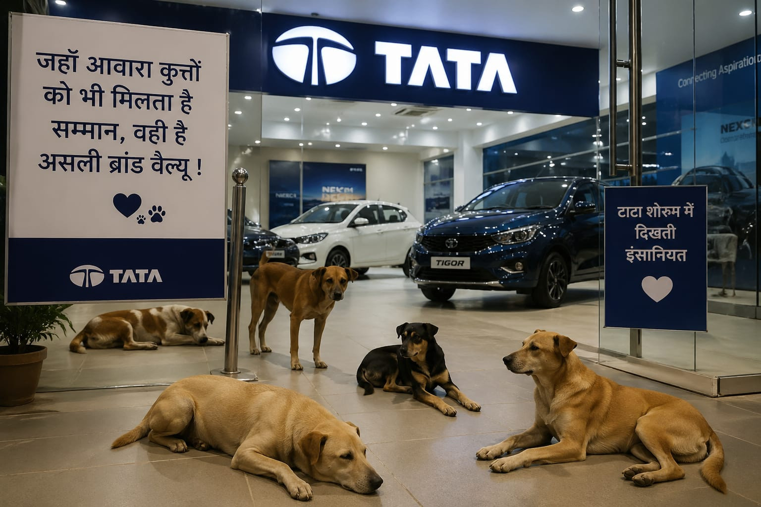 जहां कुत्तों को भी मिलता है सम्मान, वही है असली ब्रांड! टाटा शोरूम में दिखती इंसानियत