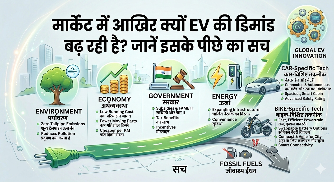 मार्केट में आखिर क्यों इलेक्ट्रॉनिक वाहनों की डिमांड बढ़ रही है? जानिए इसके पीछे का सच