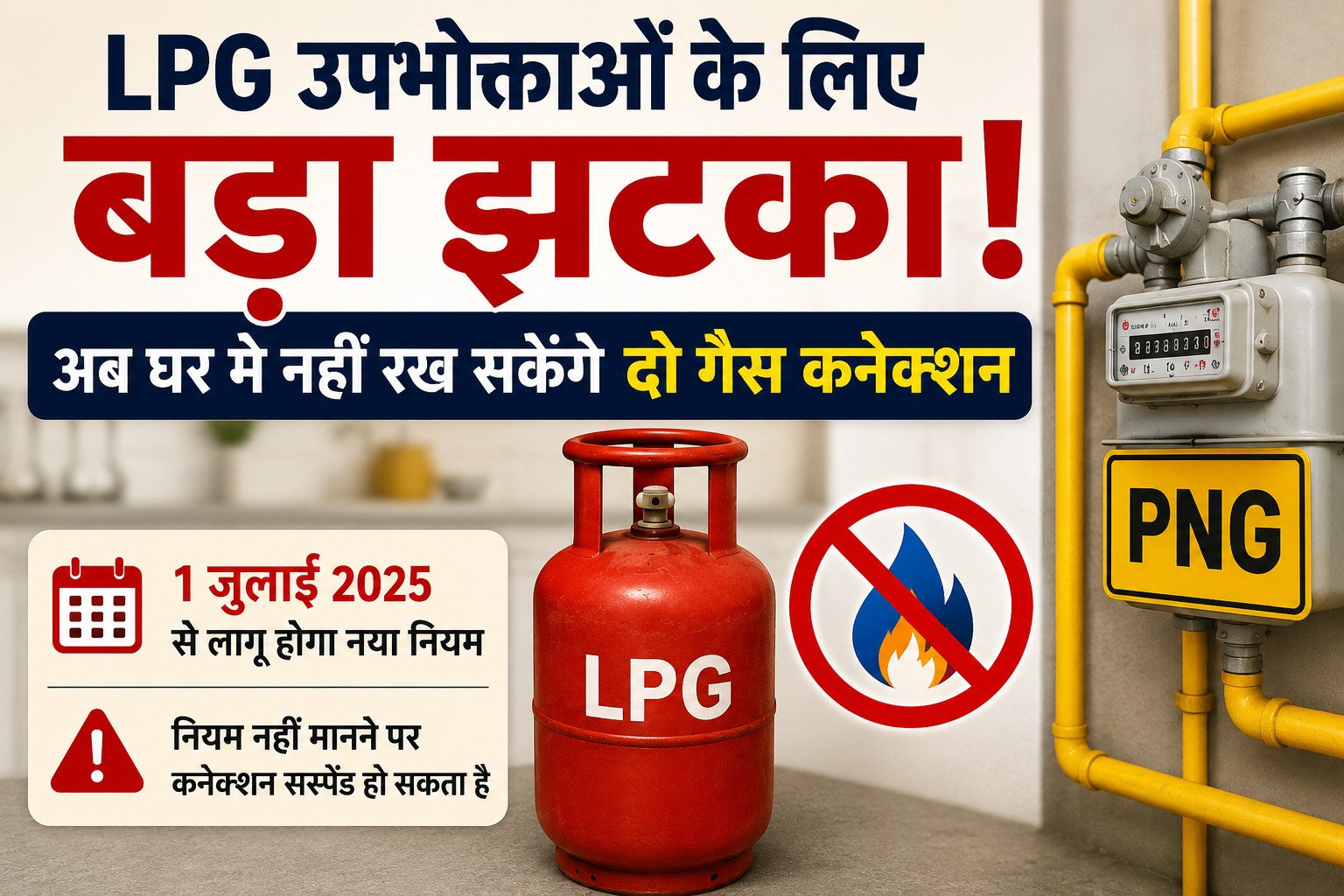 LPG उपभोक्ताओं के लिए बड़ा झटका, अब घर में नही रख सकेंगे दो गैस कनेक्शन, सरकार ने बदले नियम