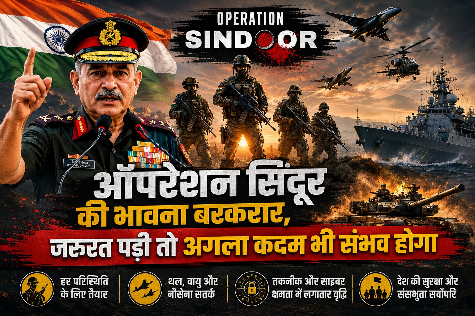 ऑपरेशन सिंदूर की भावना बरकरार, जरूरत पड़ी तो अगला कदम भी संभव होगा : जनरल उपेंद्र द्विवेदी