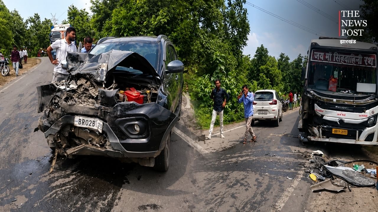 चतरा में दर्दनाक सड़क हादसा: बस और कार की सीधी टक्कर, 8 लोग  घायल