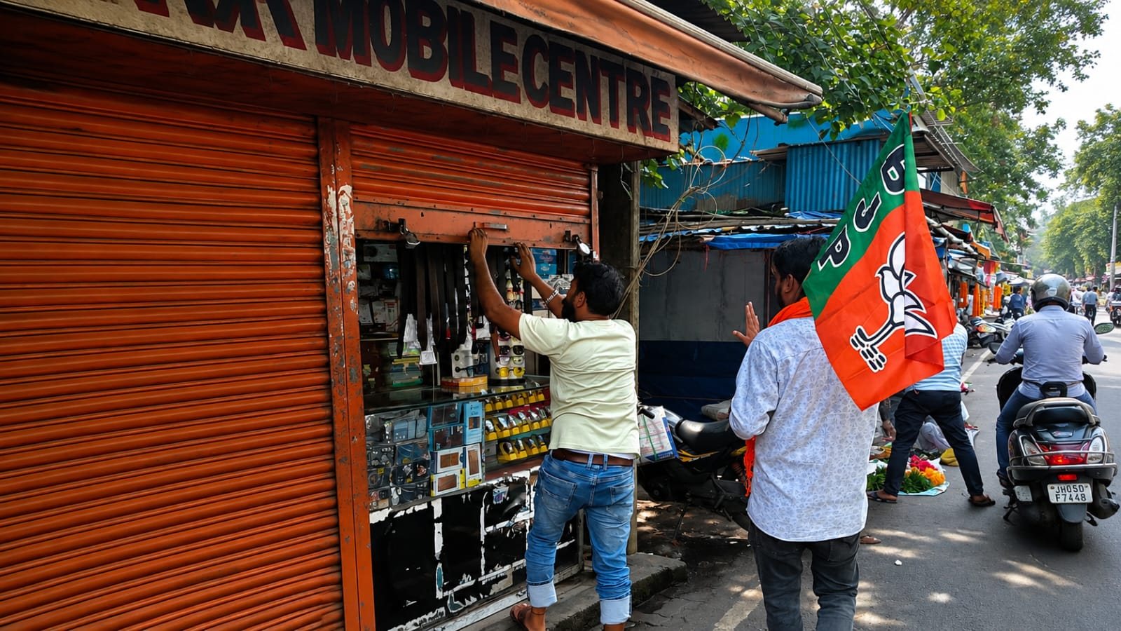 जमशेदपुर में झारखंड बंद का दिख रहा है मिला जिला असर, दुकानों को बंद करवाने में लगे हैं बीजेपी कार्यकर्ता   