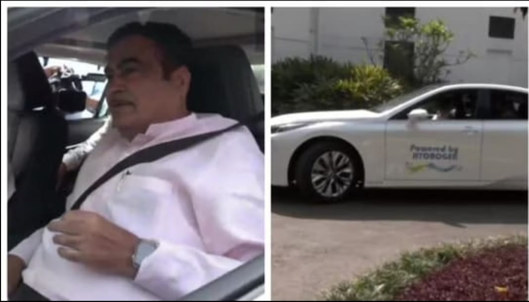 पेट्रोलियम पदार्थों पर निर्भरता होगी कम,  हाईड्रोजन ईंधन से चालित जापानी टोयोटा कार से संसद पहुंचे नितिन गडकरी