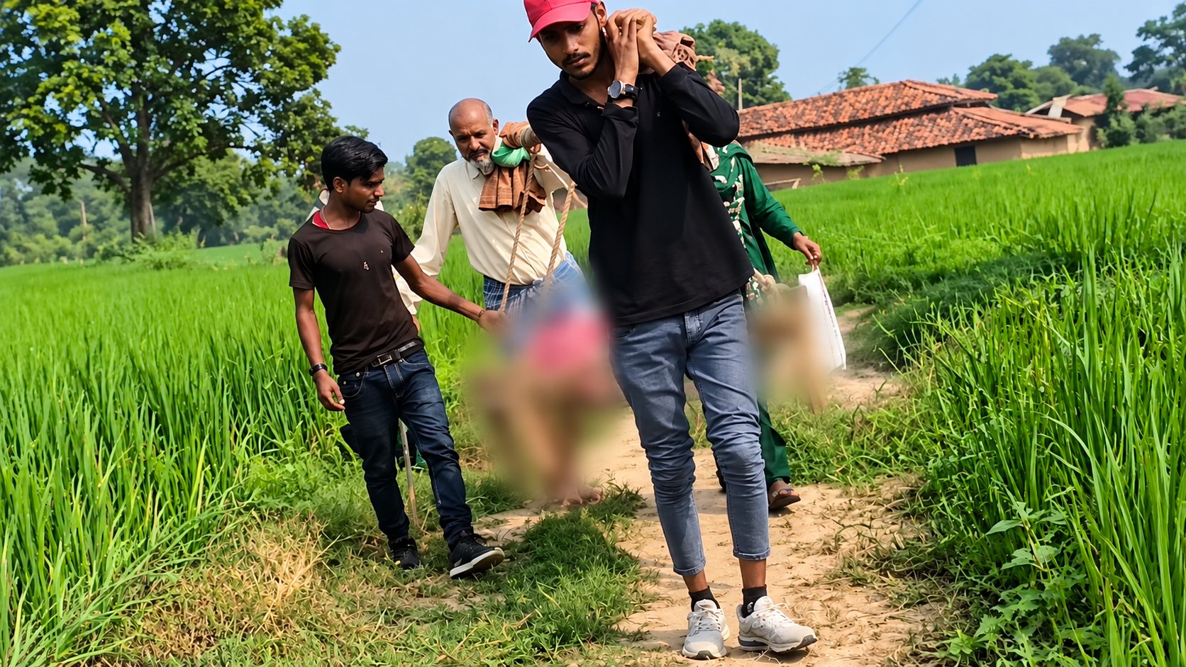 हाल-ए-स्वास्थ्य व्यवस्था! गढ़वा में सड़क के अभाव में नहीं पहुंची एम्बुलेंस, खाट पर अस्पताल गई बीमार महिला