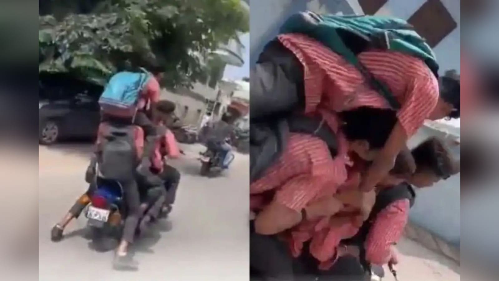 एक-दूसरे के कंधे पर बैठे 6 बच्चे, बाइक पर ऐसा स्टंट देख दंग रह गए लोग, देखिए Video 