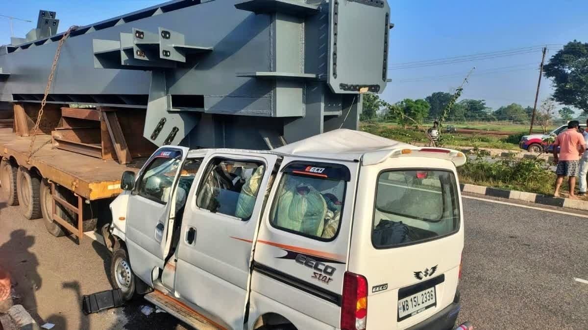 रांची में भीषण सड़क हादसा: ट्रेलर में पीछे से घुसी ईको कार, चालक की मौके पर मौत