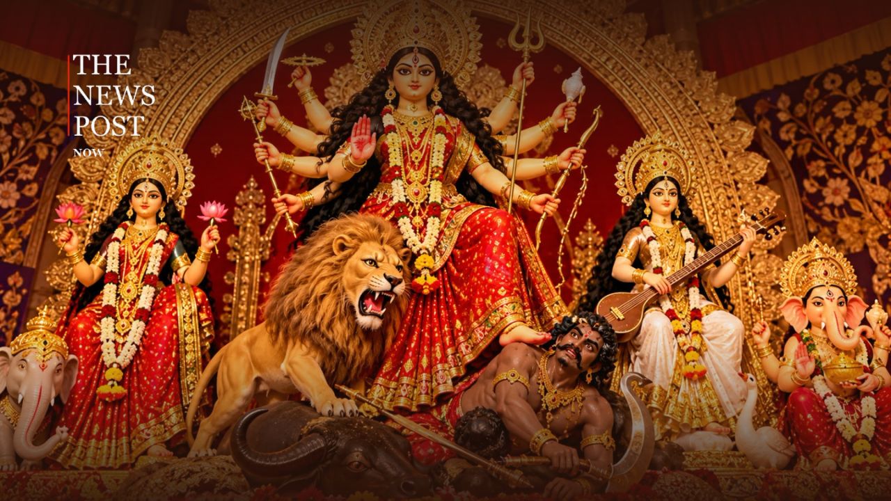 दुर्गा पंडाल में मां के चरणों के नीचे कौन दबा है? जानें पौराणिक रहस्य